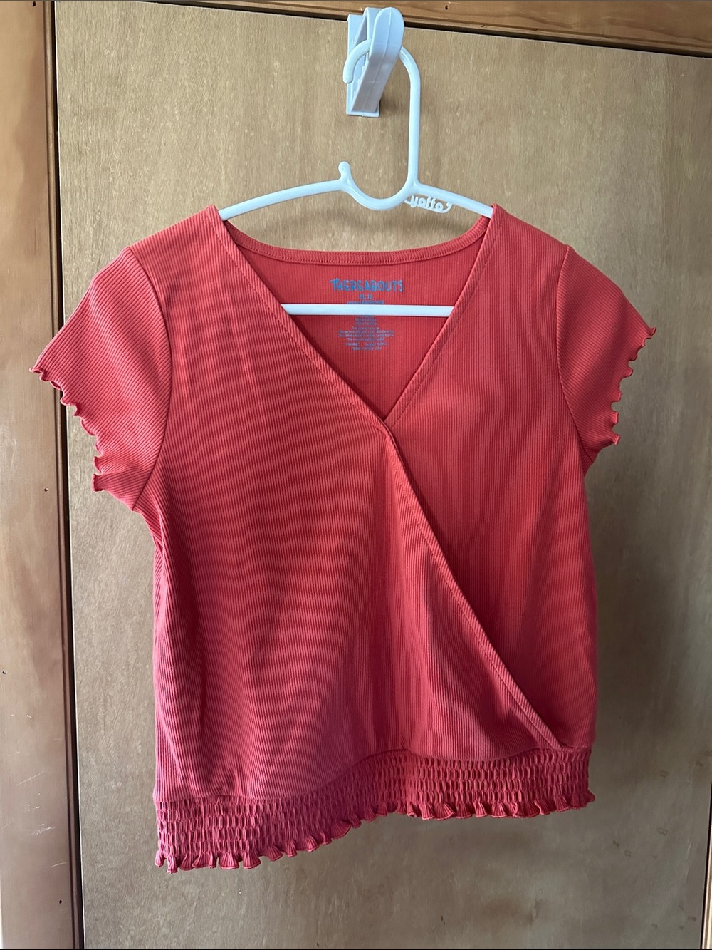 Thereabouts burnt orange Ribbed Wrap-Front girls Top